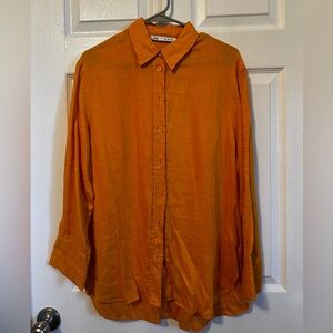 Zara Orange Button Down Shirt